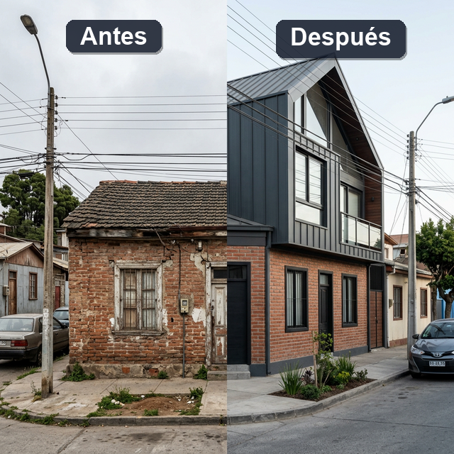 Remodelación y ampliación de casa antes y después por Cuatropuntas